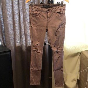 Tan distressed pant